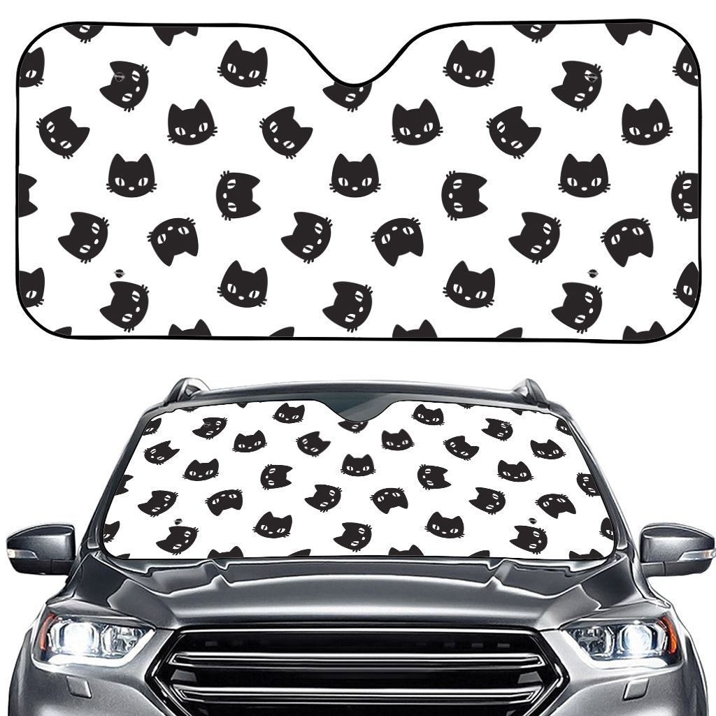 Black And White Cat Pattern Print Car Windshield Sun Shade
