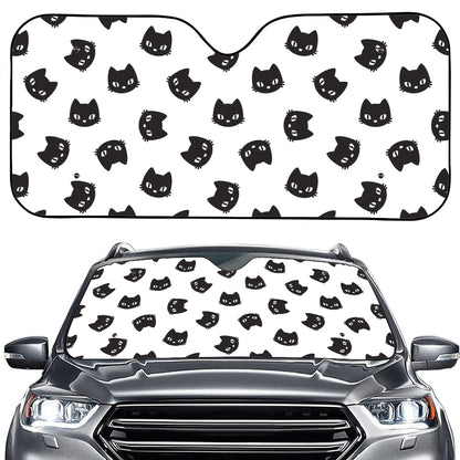 Black And White Cat Pattern Print Car Windshield Sun Shade