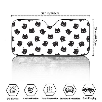 Black And White Cat Pattern Print Car Windshield Sun Shade