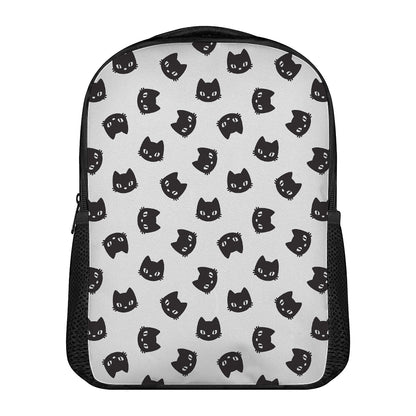 Black And White Cat Pattern Print Casual Backpack