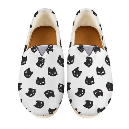 Black And White Cat Pattern Print Casual Shoes