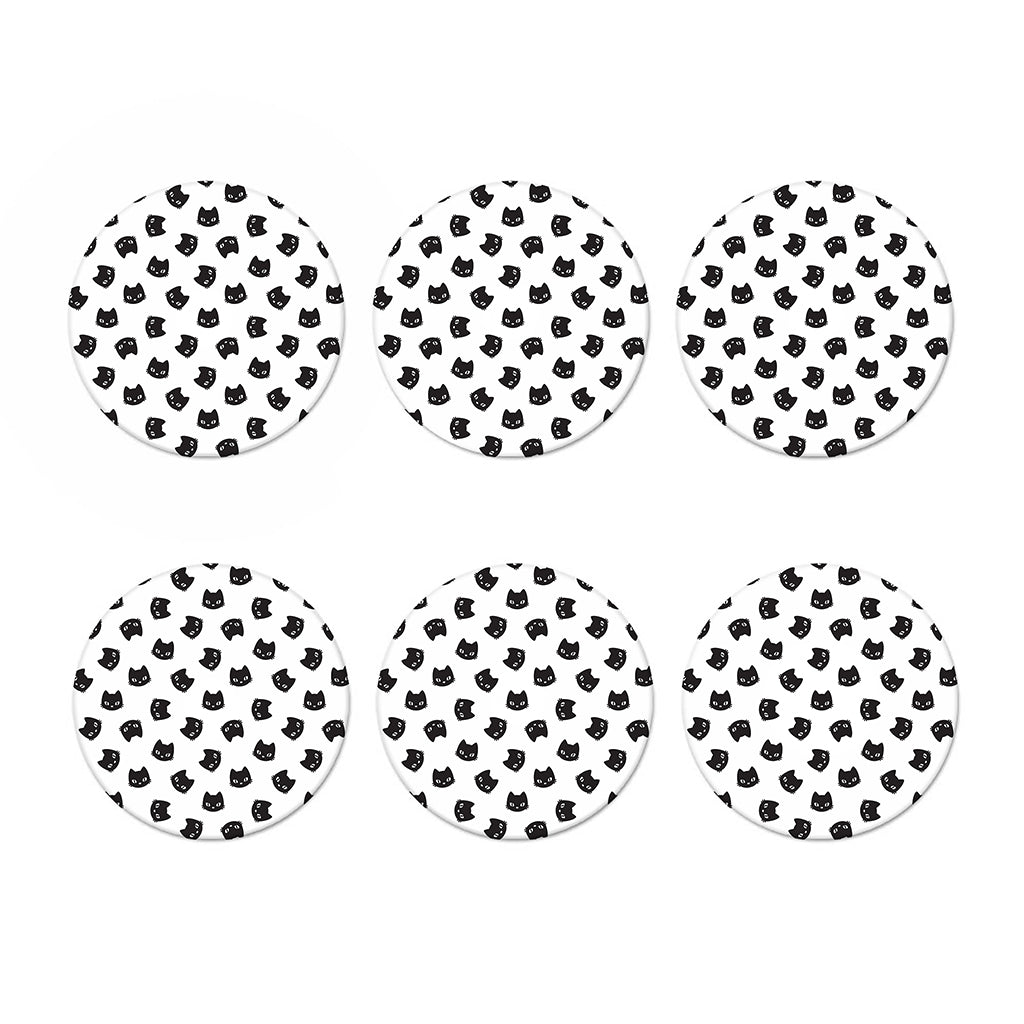 Black And White Cat Pattern Print Coaster Set