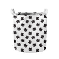 Black And White Cat Pattern Print Collapsible Laundry Basket