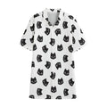 Black And White Cat Pattern Print Cotton Hawaiian Shirt