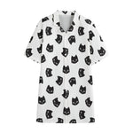 Black And White Cat Pattern Print Cotton Hawaiian Shirt