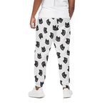 Black And White Cat Pattern Print Cotton Pants