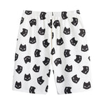Black And White Cat Pattern Print Cotton Shorts