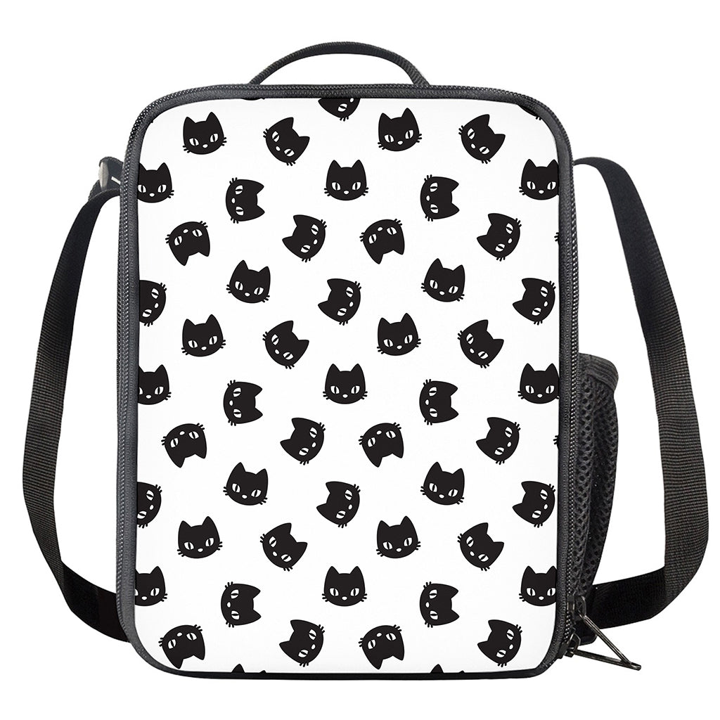 Black And White Cat Pattern Print Crossbody Lunch Bag