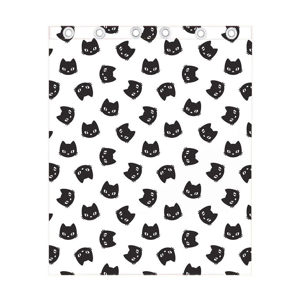 Black And White Cat Pattern Print Curtain