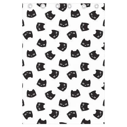 Black And White Cat Pattern Print Curtain