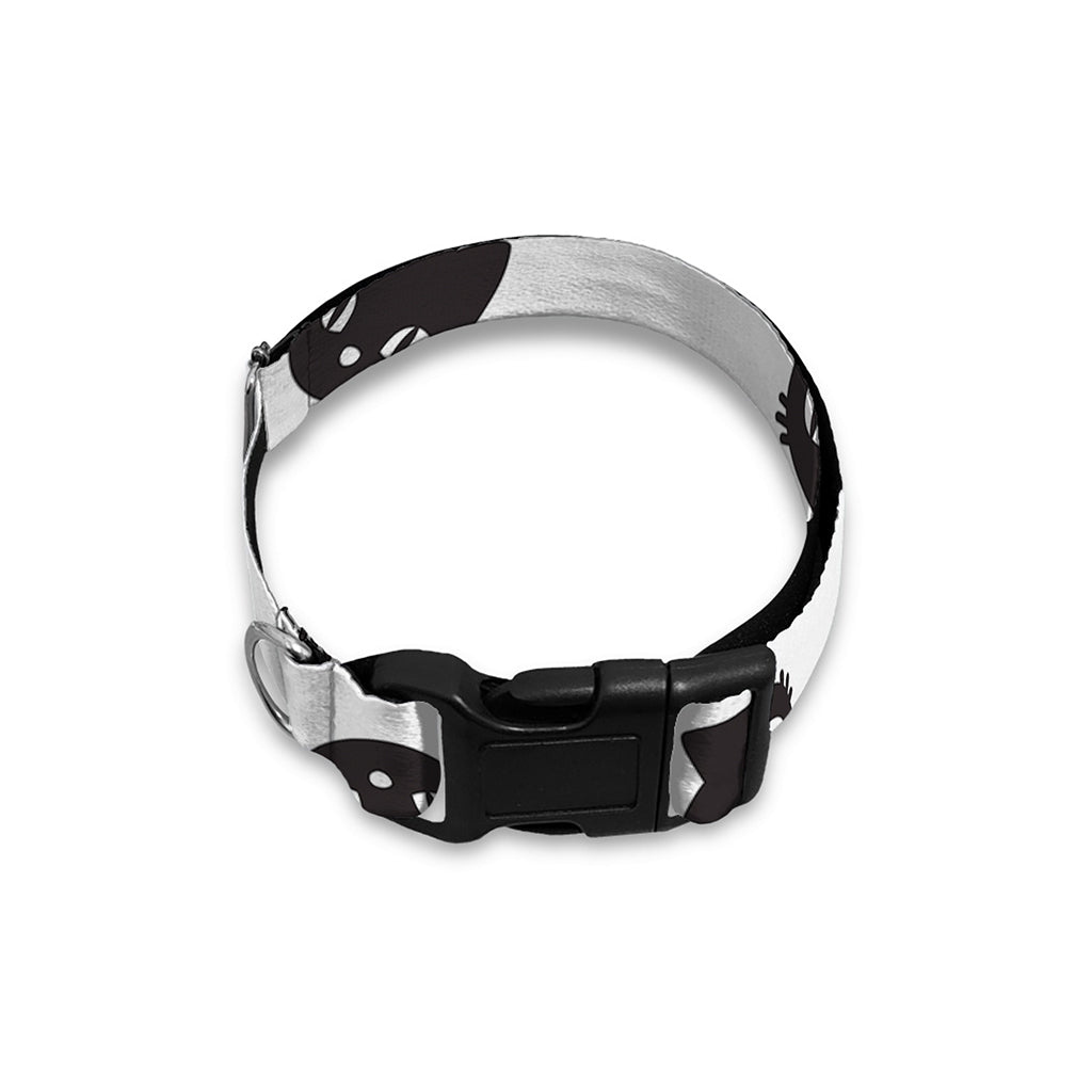 Black And White Cat Pattern Print Dog Collar