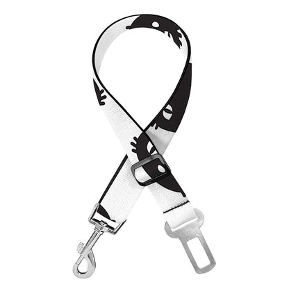 Black And White Cat Pattern Print Dog Seat Belt