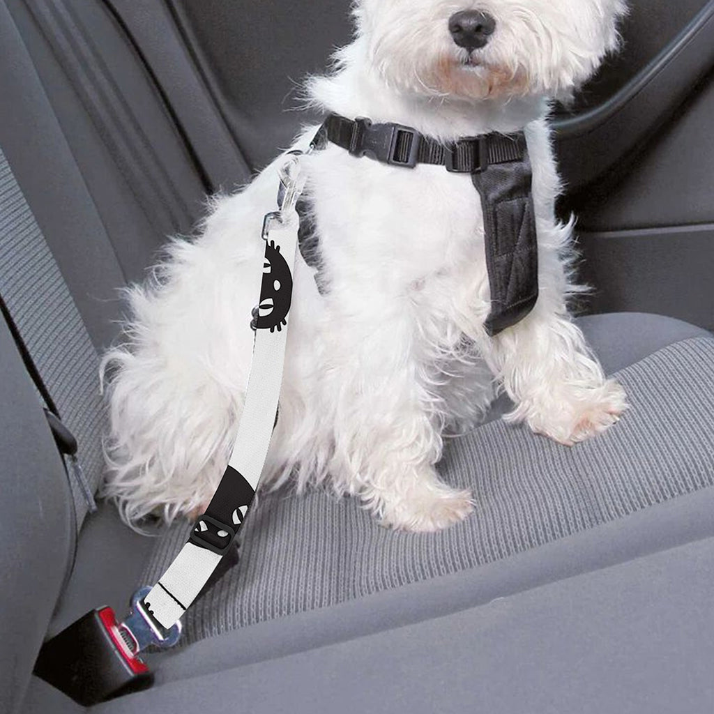 Black And White Cat Pattern Print Dog Seat Belt
