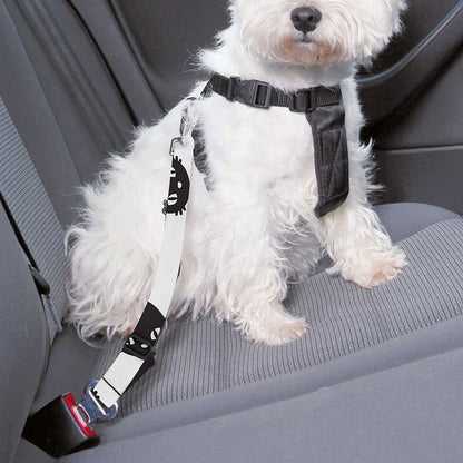 Black And White Cat Pattern Print Dog Seat Belt