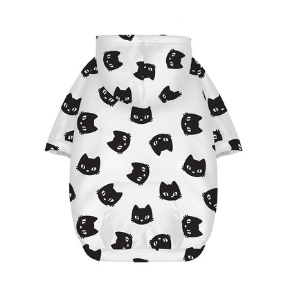 Black And White Cat Pattern Print Dog Zip Up Hoodie