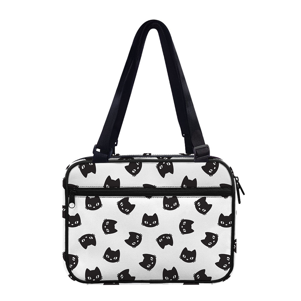 Black And White Cat Pattern Print Double Strap Bible Bag