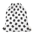 Black And White Cat Pattern Print Drawstring Bag