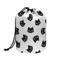 Black And White Cat Pattern Print Drawstring Makeup Bag