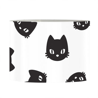 Black And White Cat Pattern Print Drum Lamp Shade