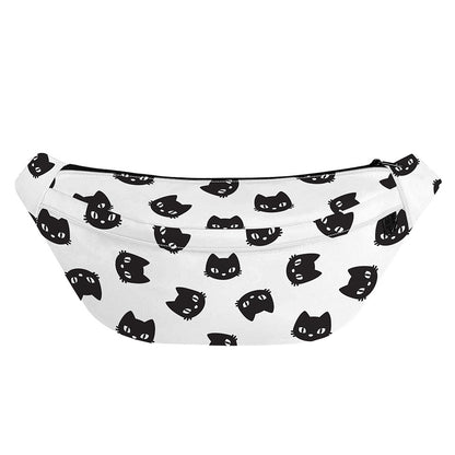 Black And White Cat Pattern Print Fanny Pack