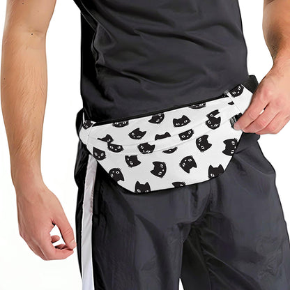 Black And White Cat Pattern Print Fanny Pack