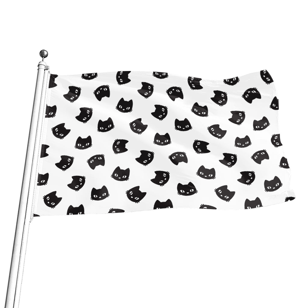 Black And White Cat Pattern Print Flag