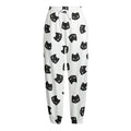 Black And White Cat Pattern Print Fleece Lined Knit Pants