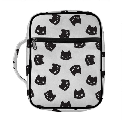 Black And White Cat Pattern Print Front Pocket Bible Bag