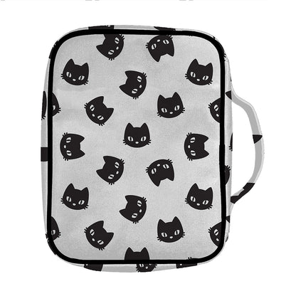 Black And White Cat Pattern Print Front Pocket Bible Bag