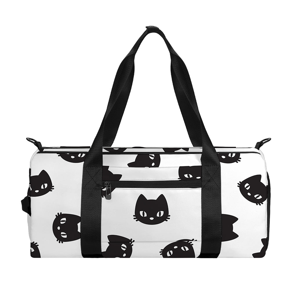 Black And White Cat Pattern Print Gym Bag