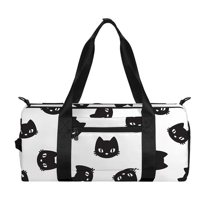 Black And White Cat Pattern Print Gym Bag