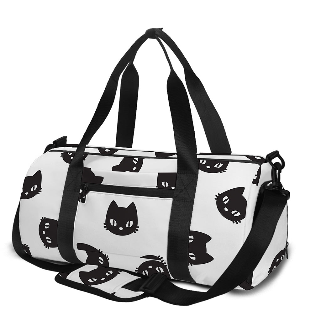 Black And White Cat Pattern Print Gym Bag