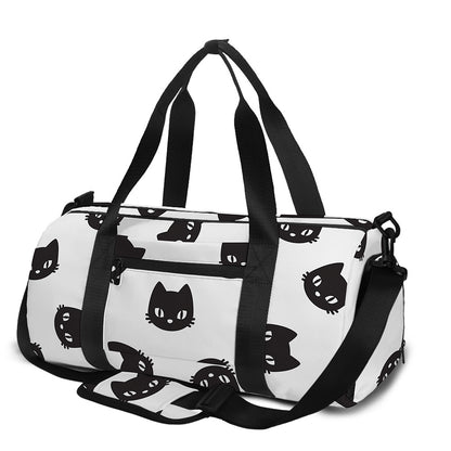 Black And White Cat Pattern Print Gym Bag