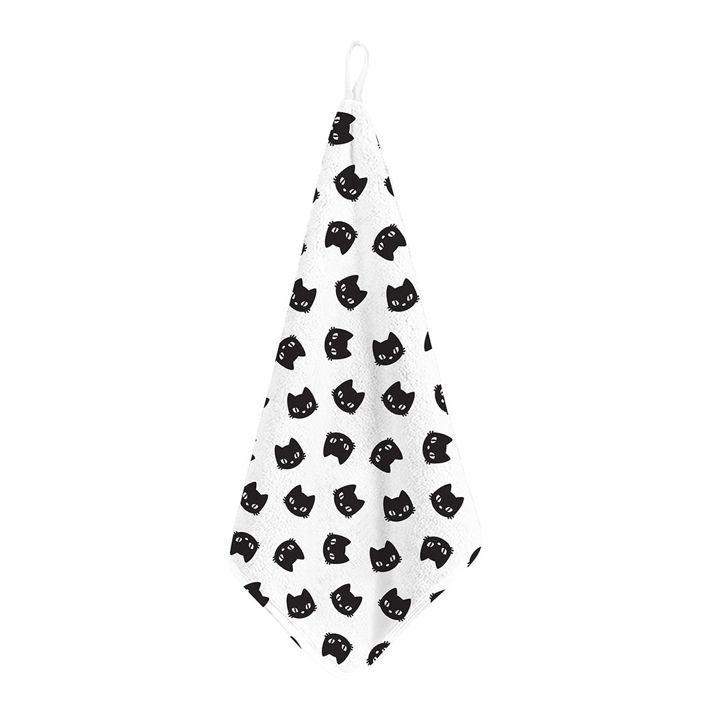 Black And White Cat Pattern Print Hand Towel