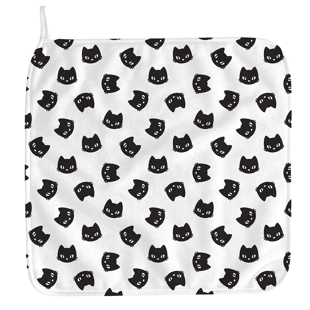 Black And White Cat Pattern Print Hand Towel