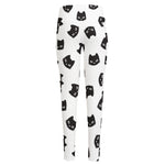 Black And White Cat Pattern Print High-Waisted Pocket Leggings