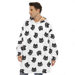 Black And White Cat Pattern Print Hoodie Blanket