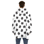 Black And White Cat Pattern Print Hoodie Blanket