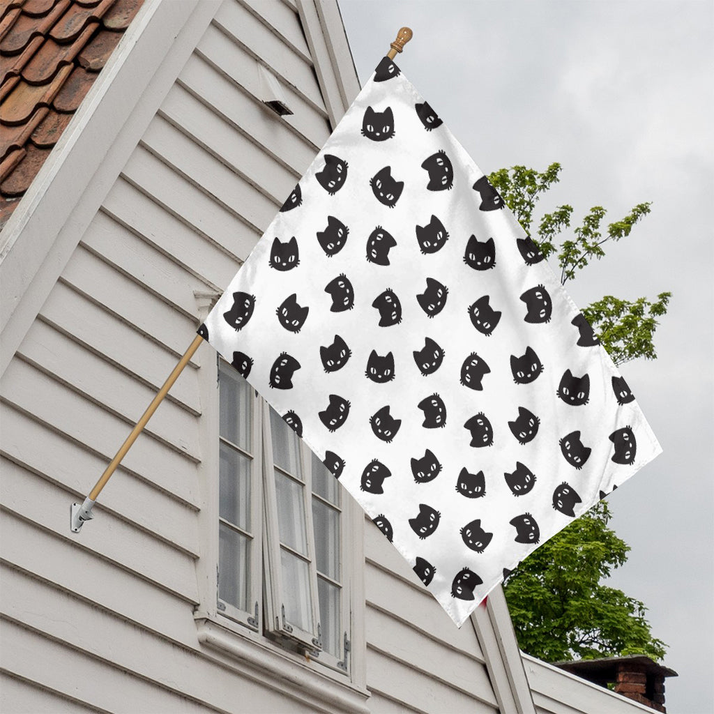 Black And White Cat Pattern Print House Flag