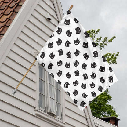 Black And White Cat Pattern Print House Flag