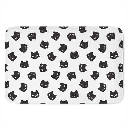Black And White Cat Pattern Print Indoor Door Mat