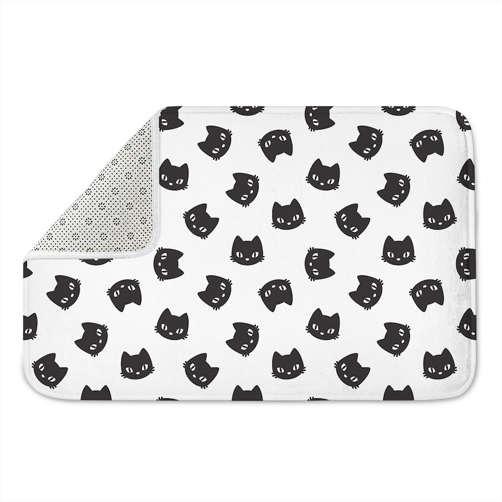 Black And White Cat Pattern Print Indoor Door Mat