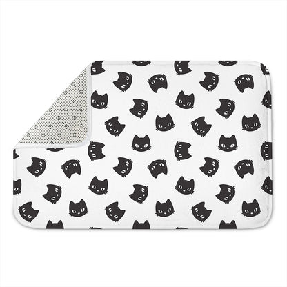 Black And White Cat Pattern Print Indoor Door Mat