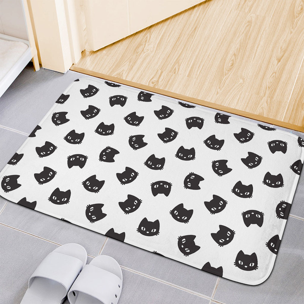 Black And White Cat Pattern Print Indoor Door Mat