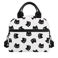 Black And White Cat Pattern Print Insulated Lunch Bag