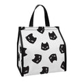 Black And White Cat Pattern Print Insulated Lunch Tote