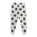 Black And White Cat Pattern Print Jogger Pants