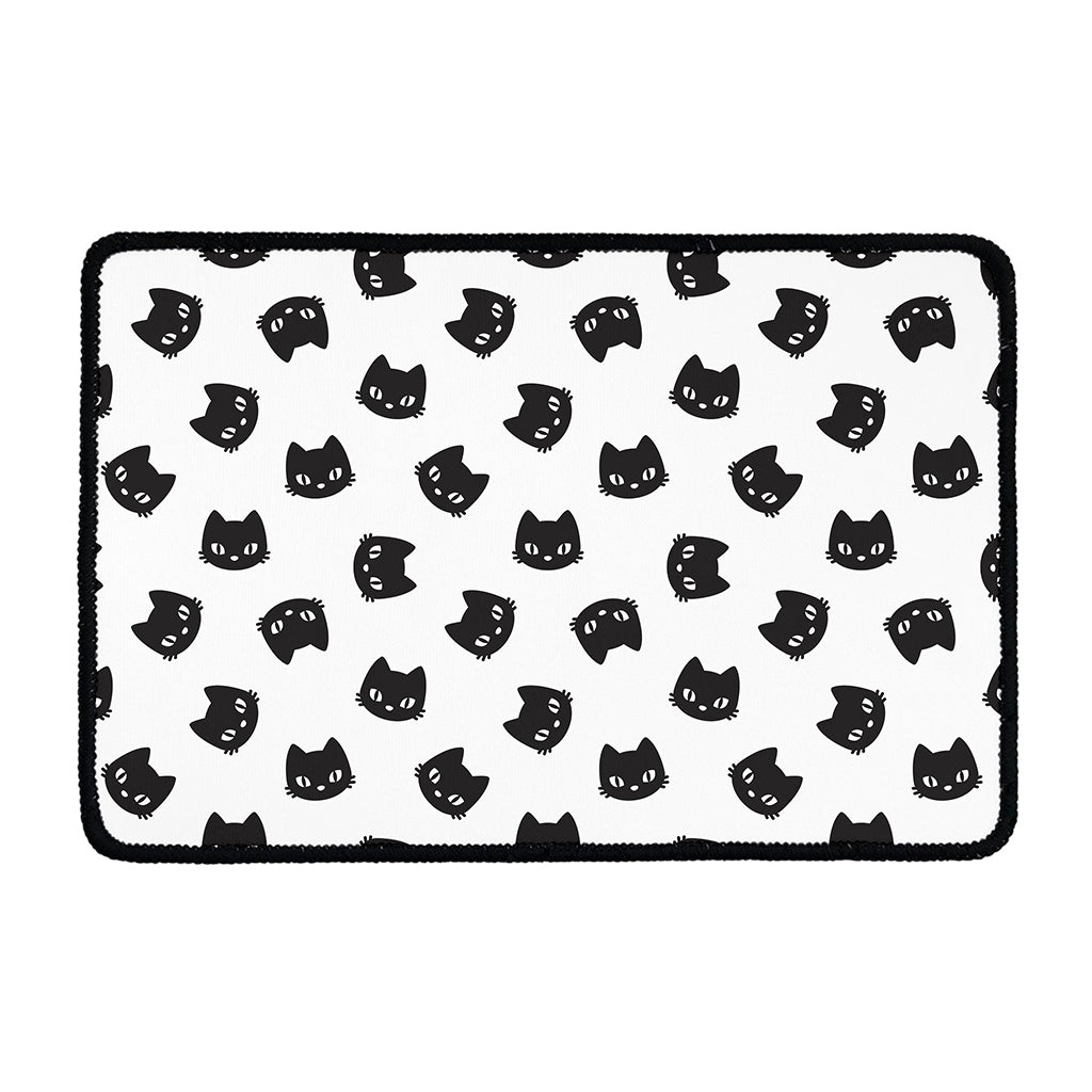 Black And White Cat Pattern Print Kitchen Mat