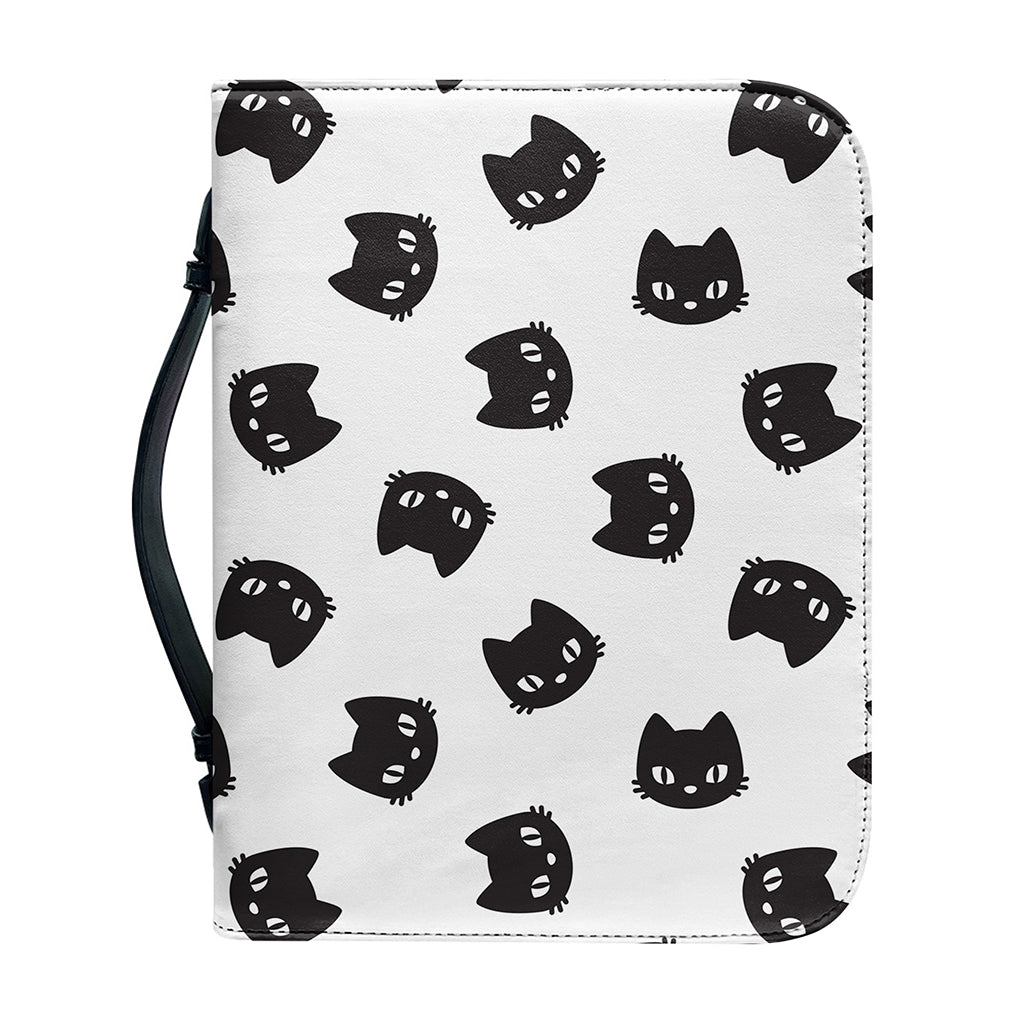 Black And White Cat Pattern Print Leather Bible Cover