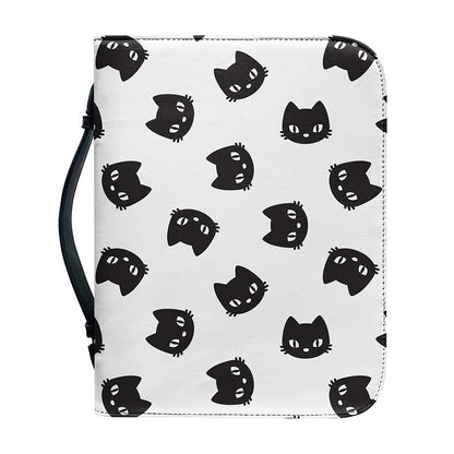 Black And White Cat Pattern Print Leather Bible Cover